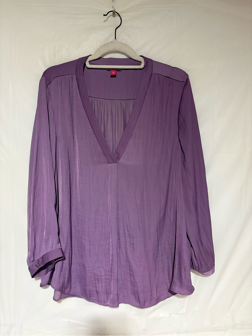 Vince Camuto Purple V-Neck Long-Sleeve Blouse